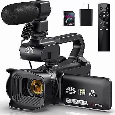  Camcorder 4K Video Camera 64MP 60FPSHD Auto Focus Vlogging 4.0  Touch Screen 1 • $229.95