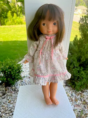 Vintage Fisher Price Doll 212 Rooted Hair Cloth Body Floral White Dress 1978 • $18