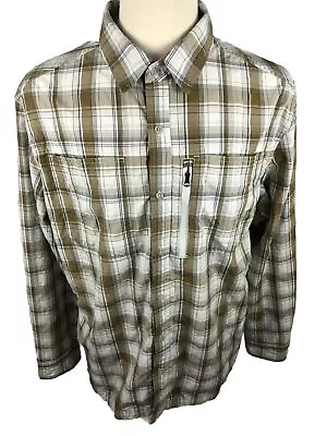 L.L. Bean Vented Brown White Plaid XL Reg Button Down Mens Fishing Shirt • $12.90