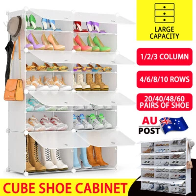 $58.89 • Buy Clear Door Cube DIY Shoe Cabinet Rack Storage Portable Stackable Organiser Stand