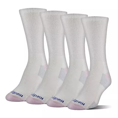 MediPEDS Women's NanoGLIDE Crew Socks 4-Pack White Shoe Size 6-10 • $8.52
