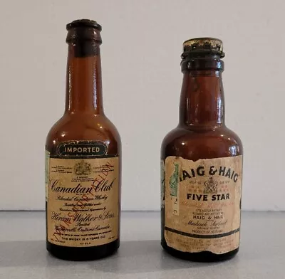 Miniature Whiskey Bottles Canadian Club W/Cork - Haig And Haig Bail Top • $9.99