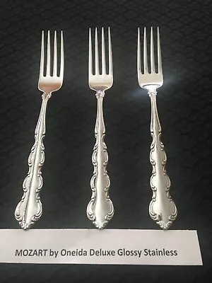 3 Pieces Of Mozart By Oneida Deluxe Stainless Steel Dinner Forks Free Shipping • $33.99