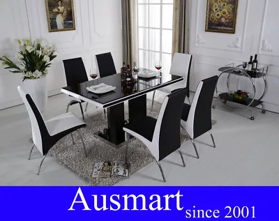 $1299 • Buy 150cm Glass Top Dining Table With 6 Chairs | Free Postage To Melbourne Metro