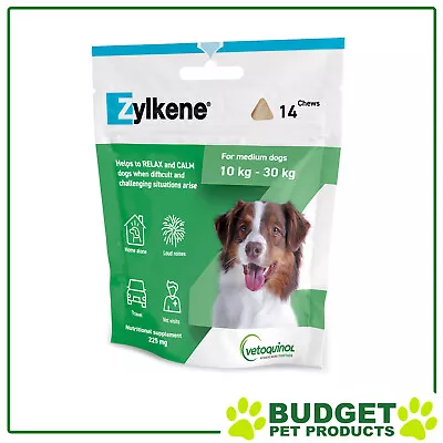 Zylkene Nutritional Supplement Calming Chews For Medium Dogs 10-30kg 225mg 14Pk • $42.99