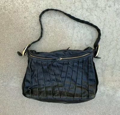 $27 • Buy TREESJE Women's Black Soft Leather Boho Slouch Shoulder Hand Bag Purse