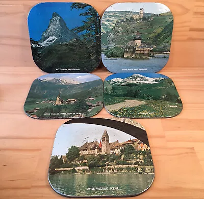 4pk EUROPE SCENES “Green” Retro Landscapes Metal Placemats Decorative Table Mats • $5.99