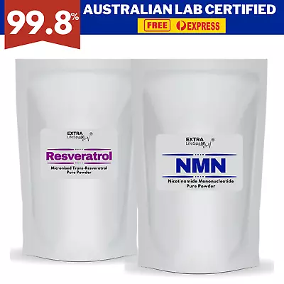 NMN 99.8% + Resveratrol 99.8% Pure Powder NAD Booster Australian Lab Certified • $199.90