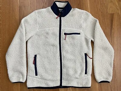 J Crew Nordic Fleece Jacket Full Zip Polartec Ivory Off White Deep Pile Size M • $20