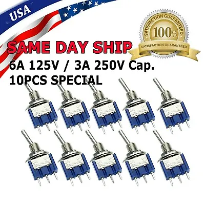 10 Pcs 3 Pin SPDT ON-ON 2 Position Mini Toggle Switches MTS-102 Blue US Stock • $5.95