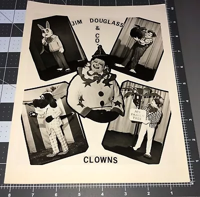 Jim Douglass CLOWN Mascot Costume Easter Bunny DOG Circus Vintage 8x10 PHOTO • $18.95