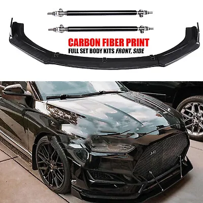 For Hyundai Veloster 2012-2021 Front Bumper Lip Spoiler Splitter Carbon Fiber • $69.99