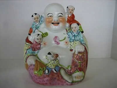 Vintage Chinese Porcelain Laughing Buddha With Children Statue 9.5 X 4.5 X 10.5 • £361.06