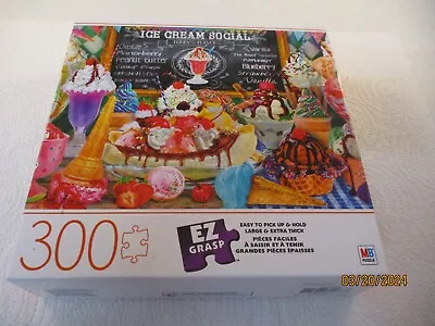 300 Piece Jigsaw Puzzle Milton Bradley Ice Cream Social EZ Grasp Large 24  X 18  • $4.99