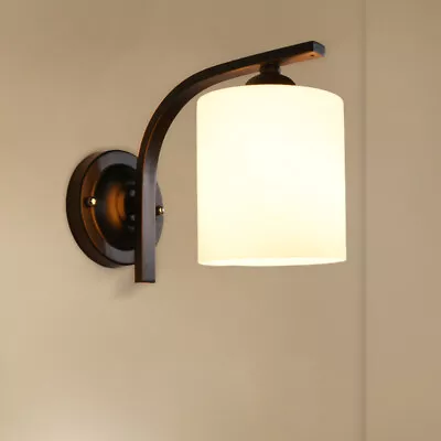 Modern Cylinder Glass Wall Light Sconce Lighting Lamp Fixture Bedroom Home Decor • $16.15