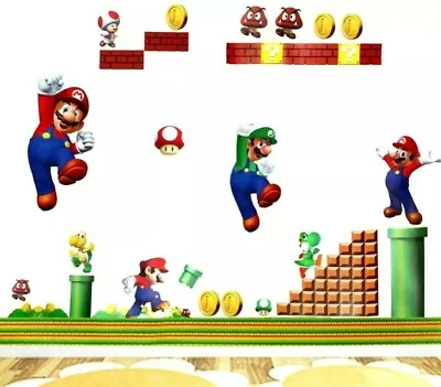 Super Mario Brothers Wall Decal Sticker Child Bedroom Nursery Game Room Playroom • $20.89