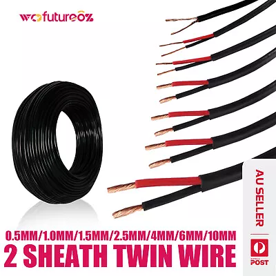 Twin Core 12V 24V Battery Cable 13mm 10mm 6mm 4mm 2.5mm 1mm 0.5mm 2 Sheath Wire • $11.77