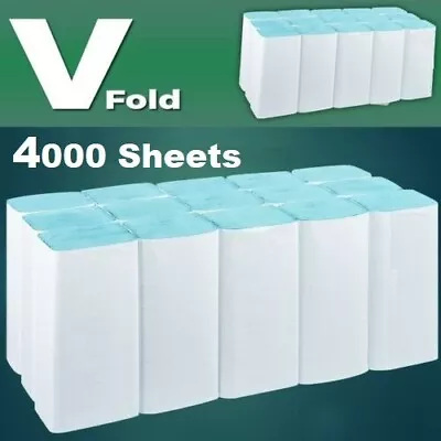 4000 Blue Paper Hand Towels V Fold Tissues InterFold Premium Quality Single Ply • £25.99