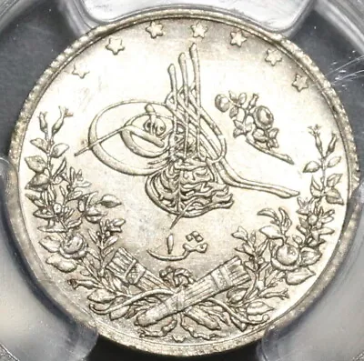 1885 PCGS MS 64 Egypt Ottoman Empire 1 Qirsh 1293/10W Silver Coin (20052304C) • $165