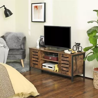 Tv Stand Industrial Entertainment Center Media Storage Cabinet Unit Wood Metal • $146.90