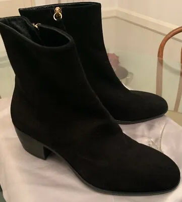 GIUSEPPE ZANOTTI Elvis Black Suede Leather Ankle Boots Made In Italy US 9 EU 42 • $599