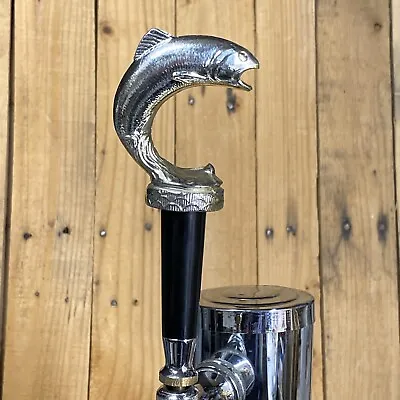 Jumping Trout Fish Beer Keg Tap Handle Fisherman Vtg Metal Trophy Salmon Fishing • $59.99