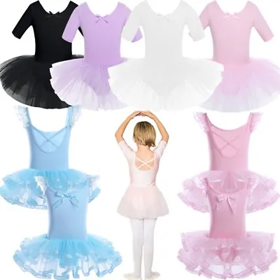 Girls Kids Ballet Dance Tutu Dress Toddler Child Leotard Dancewear Skating Dress • £9.35