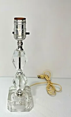 Vintage Clear Glass Base With Lucite Acrylic Geometric  MCM 12” Table LAMP  • $25