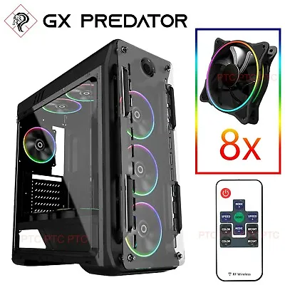 $178 • Buy Gaming Tower Case Optical GX ATX Computer PC Case 8x RBG Fan Wireless Controller