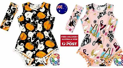 Kid Girl Baby Witch Pumpkin Cat Party Halloween Costume Romper Headband Set PROP • $18