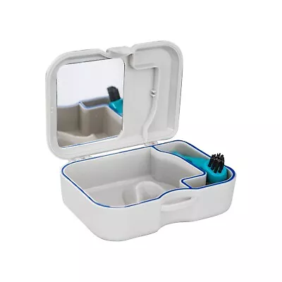 Retainer Case With Mirror Slim Aligner Case Night Mouth Guard With Denture Brush • $12.99