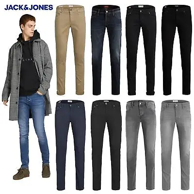 Jack & Jones Mens Glenn Slim-Fit Jeans Denim Stretchy Pants New Faded Trousers • £19.99