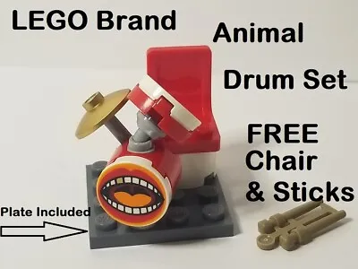 LEGO Drum Set Kit FREE THRONE Chair Sticks ANIMAL Muppets Bass Head Gold Tooth • $27.39