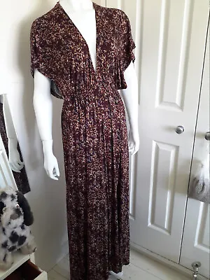 £5.50 • Buy Leopard Print Maxi Dress Holiday Party Stretchy Batwing Size 10/12