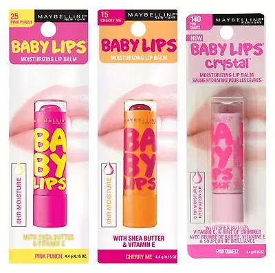 Lot Of 3 Maybelline Baby Lips Moisturizing Lip Balm W/ Shea Butter And Vitamin E • $12.99