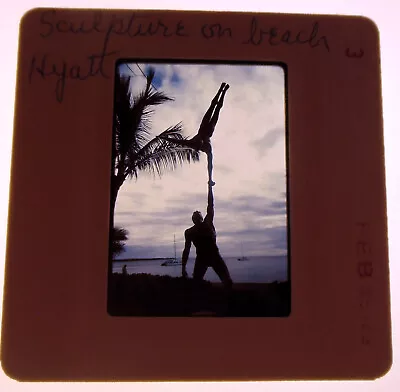 1985 Kodak Color 35mm Slide Grand Hyatt Maui Hawaii Acrobats Beach Sculpture • £14.34