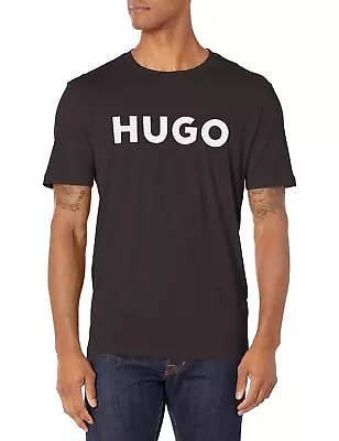 HUGO Boss Mens Print Logo Short Sleeve T-Shirt T Shirt Smooth Black Large US • $37.20