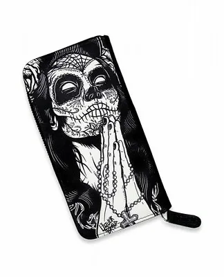 $32.95 • Buy Liquor Brand Gypsy Rose Wallet Sugar Skull Day Of The Dead Girl Gothic 