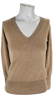 4189 J Crew Sweater Women's Tan V Neck Pure Cashmere Knit XS • $24.59