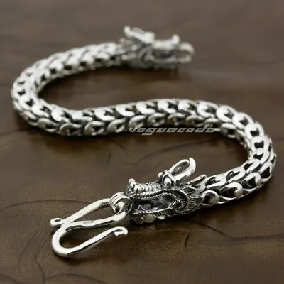 $150 • Buy Handmade 925 Sterling Silver Dragon Bracelet Biker Rock Punk Jewelry 8F003A