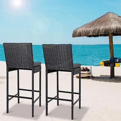 Outdoor Wicker Bar Stools With Cushions 2 Pack • $89