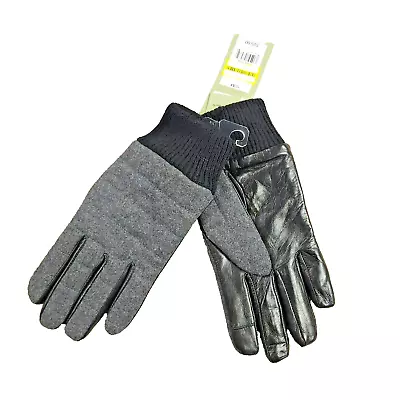 Goodfellow & Co Quilting Dress Gloves Men S/M Sherpa Lined Leather Black Gray • $10