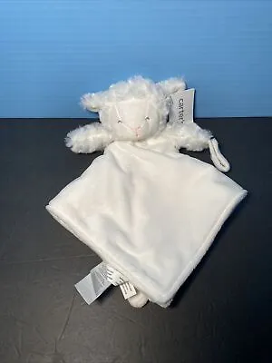 Carters Lovey Lamb Sheep White Pacifier Holder Loop Plush Security Blanket Toy • $8.99