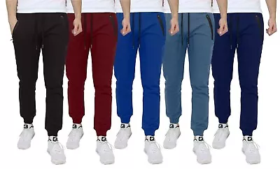 Men's Slim-Fit Jogger Sweatpants (2-PACK) & Zipper Pockets [ Sizes S-3XL ] NWT • $20.95