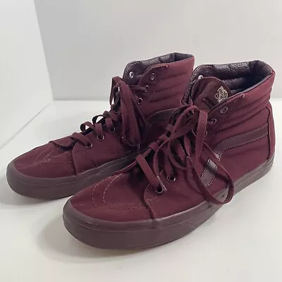 Vans SK8-HI Maroon Red Canvas Skate Sneakers Mens Size 10.5 Shoes • $22.50