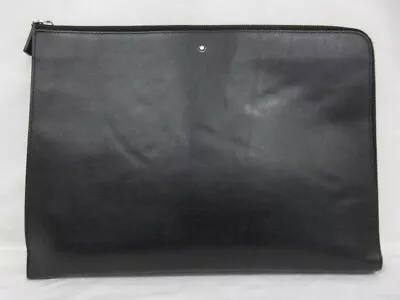 MONTBLANC Men's Black Leather A4 Organizer Clutch L-Zip Lightweight - Used FS • $355