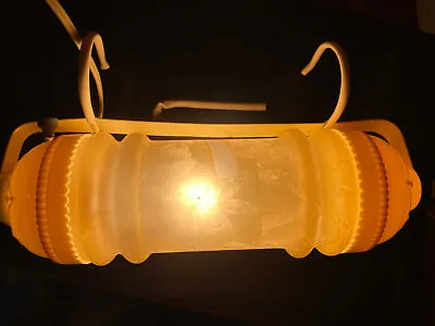 Vintage Headboard Hang-on Bed Light Vintage Plastic Frosted Glass Tube RARE • $59.88