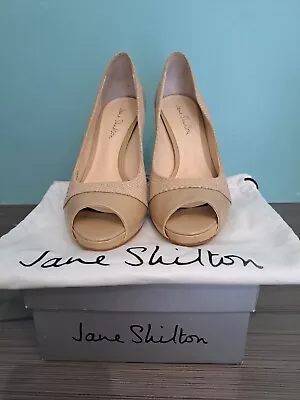 Jane Shilton Nude Peep Toe Shoes In Nude Leather & Suede • £20