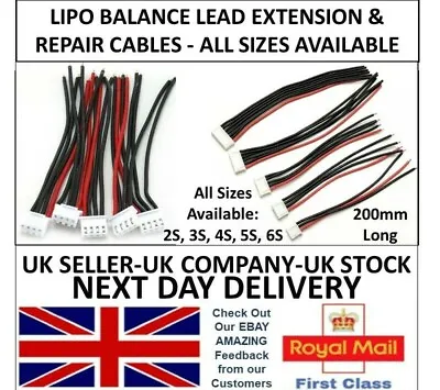 Lipo Balance Repair Replacement Lead Cable 20cm JST-XH MALE 2S 3S 4S 5S 6S UK RC • £3.85