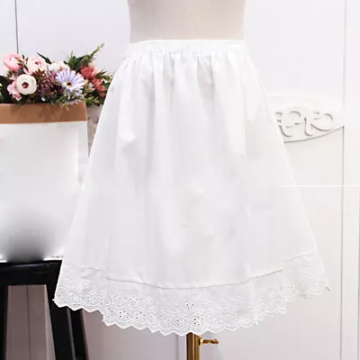 Ladies Underskirt Half Waist Slip Cotton Embroidery Lace Hem Petticoat Summer • £12.53